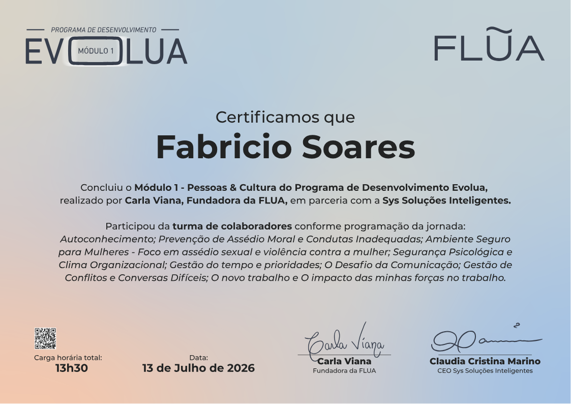 Certificado EVOLUA Módulo 1 — Fabricio Soares
